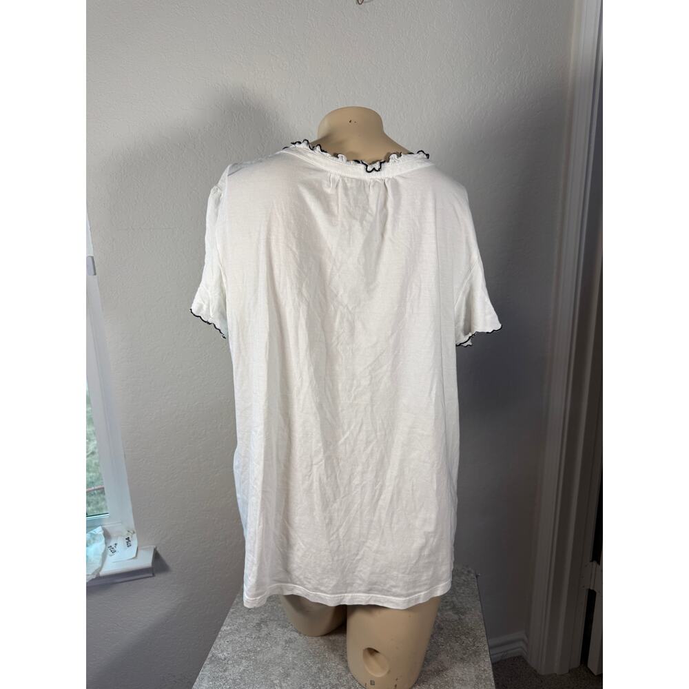 Style & Co White Embroidered Boho Tie Front Top Scalloped Sleeves XXL - Picture 2 of 11